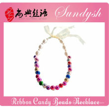 Schöne handgemachte Ribbon Lace Candy Perlen Halskette für Mädchen
